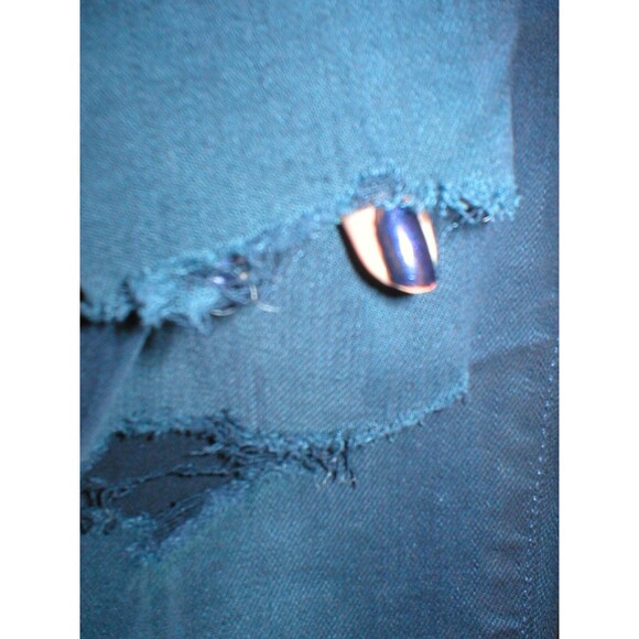 New $255 Womens Designer AG Jeans Premiere Skinny Straight Black 25 Slashed Dark - Picture 4 of 12